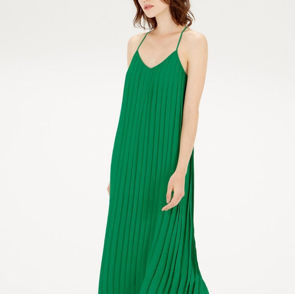 Skies Are Blue - Green Pleated Maxi Dress